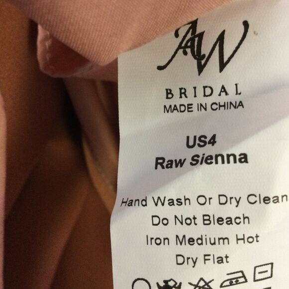 AW BRIDAL 4 S Raw Sienna Copper Etta Satin Bridesmaid Party Maxi Dress NEW B112 - Picture 10 of 10